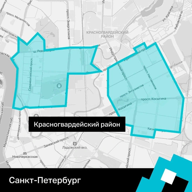 Зоны работы роверов в Красногвардейском районе Петербурга | Источник: Комитет по транспорту Петербурга