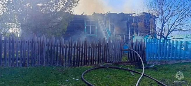 На месте работали 10 пожарных и добровольцев | Источник: пресс-служба МЧС по Алтайскому краю