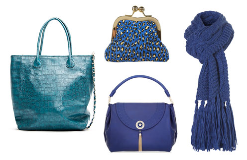 По часовой стрелке: сумка-шопер Mango, кошелек TopShop, шарф TopShop, сумка Versace