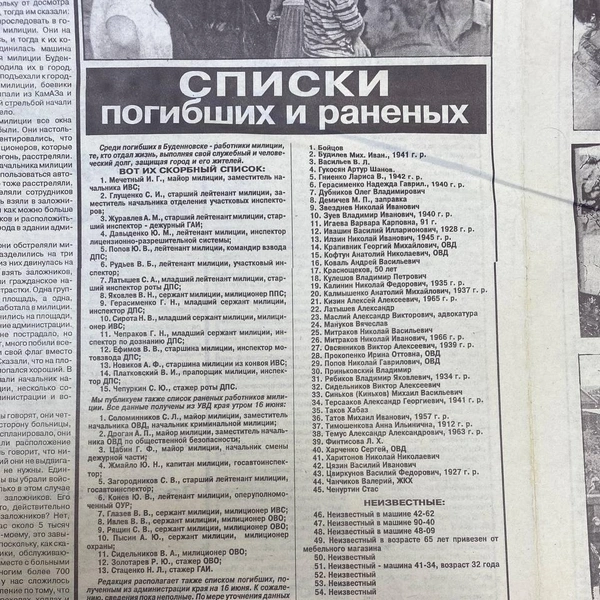 Списки погибших и раненых. Выпуски газет «Ставропольская правда» | Источник: «Ставропольская правда»