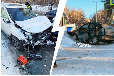 Lexus вылетел на тротуар у НГУ после ДТП