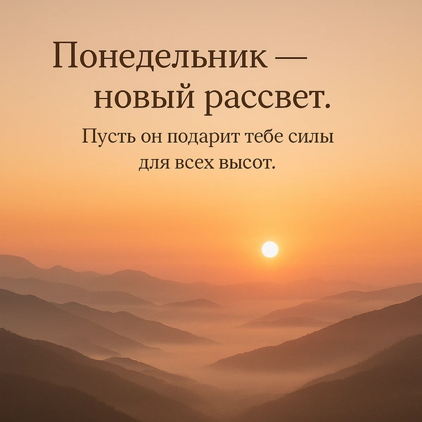 открытки с понедельником, открытка утро понедельника, открытки с добрым понедельником, открытки с понедельником прикольные, доброго понедельника открытки красивые, бесплатные открытки доброго понедельника, скачать открытку с понедельником | Источник: theDay/DALL-E
