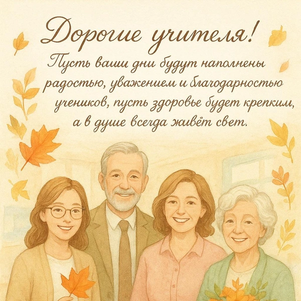 Открытка ко Дню учителя, поздравление ко дню учителя, поздравление ко дню учителя от класса, красивое поздравление ко дню учителя, оригинальное поздравление ко дню учителя, Какого числа День учителя, открытки ко дню учителя, поздравление с днем учителя | Источник: chatGPT