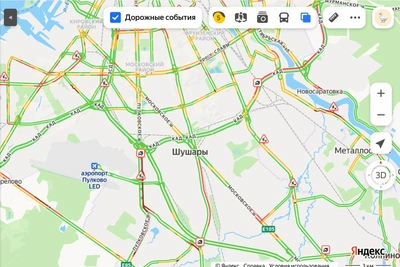 Пробка парализовала Пулковское шоссе в Петербурге
