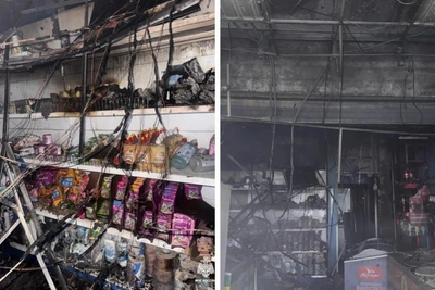 Grocery store catches fire near Yaroslavl