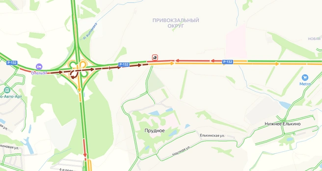 Пробка на Калужском шоссе продолжает увеличиваться | Источник: yandex.ru/maps