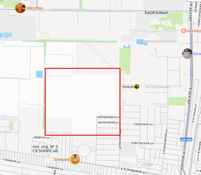 Примерно обозначили на карте территорию, о которой идет речь  | Источник: yandex.ru