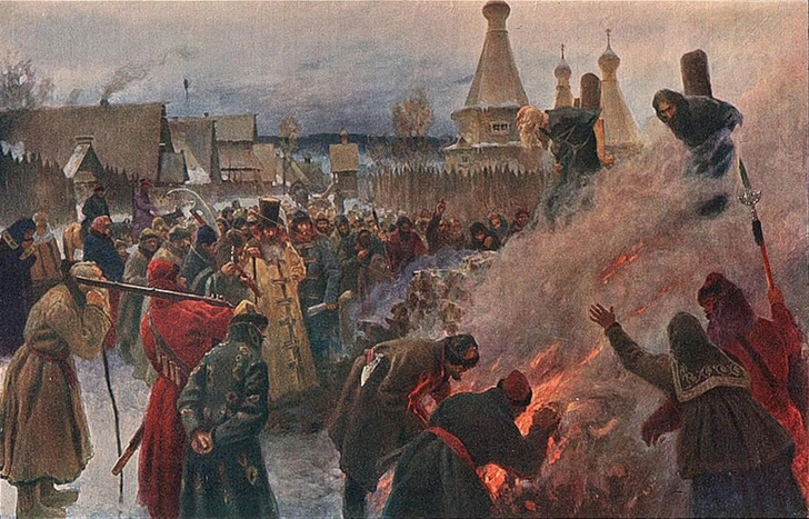 Петр Мясоедов. «Сожжение протопопа Аввакума». 1887 | Источник: Wikimedia Commons