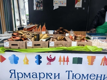 Показываем стоимость скумбрии. На ярмарке ее продают на развес | Источник: Павел Красоткин / 72.RU