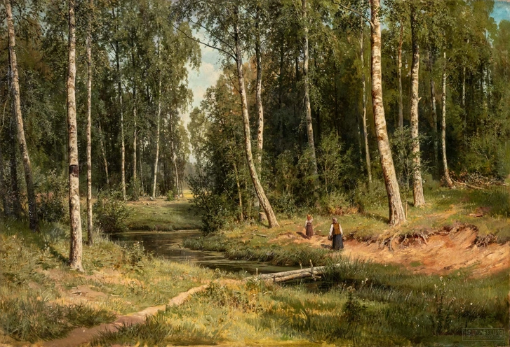 И. И. Шишкин. «Ручей в березовом лесу». ГРМ. | Источник: zvenmuseum.ru
