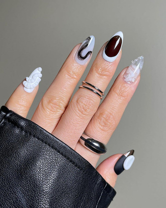 Черно-белый маникюр — самый модный дизайн ногтей на весну 2024