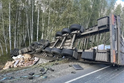 Под Курганом перевернулась фура Scania, водитель погиб