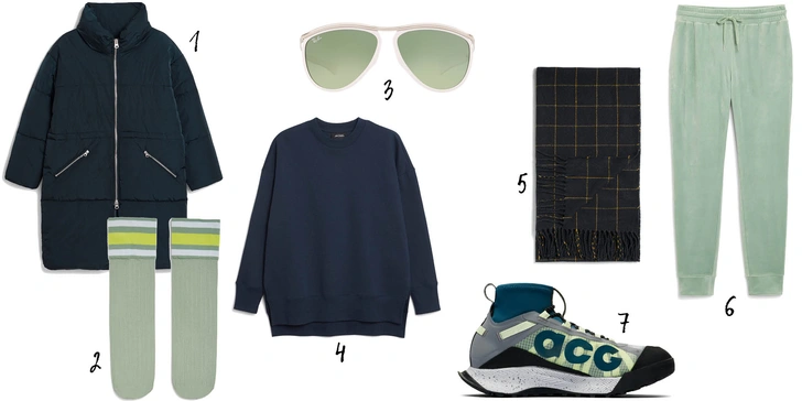 1, 2, 4, 5, 6. Monki, 3. Ray Ban, 7. Nike