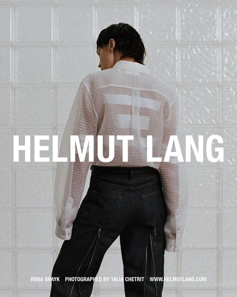 Ирина Шейк с прической «под мальчика» в кампании Helmut Lang