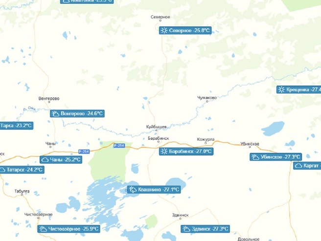 В отдельных районах области морозы были умеренными | Источник: meteo-nso.ru