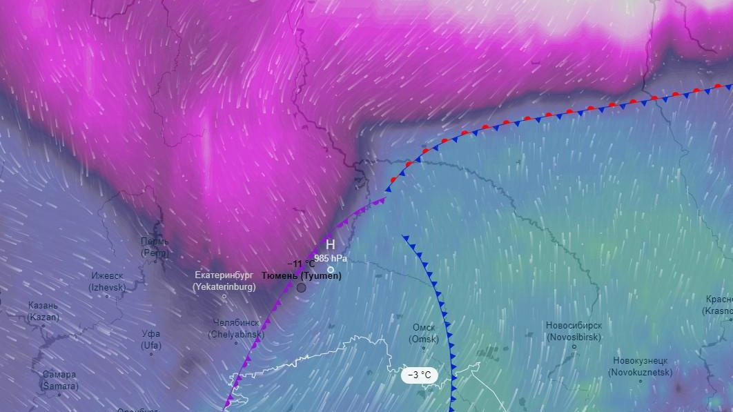 Мороз идет! Смотрим на погодной карте, как на Тюмень идут холода