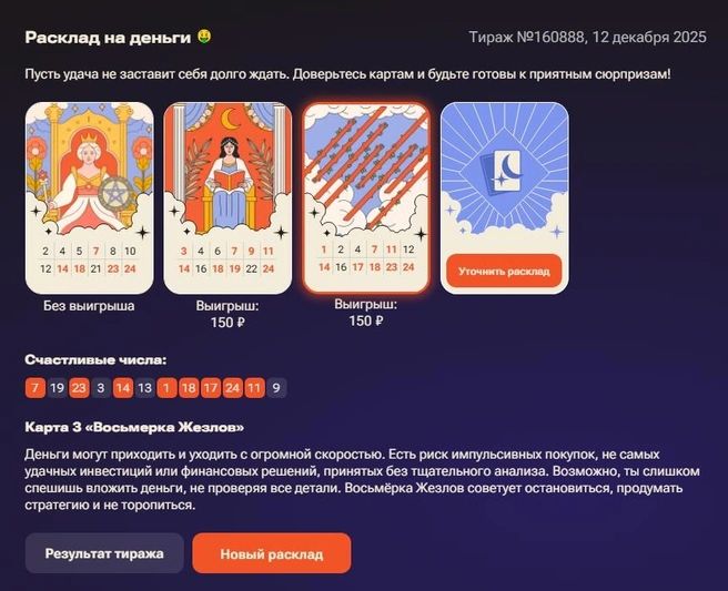 Два билета из трех оказались выигрышными | Источник: stoloto.ru