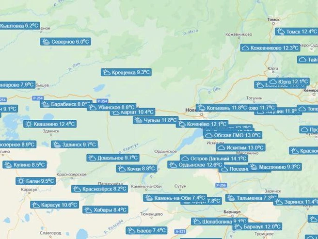 По прогнозу синоптиков, в ближайшие дни погода в регионе останется прохладной | Источник: ФГБУ «Западно-Сибирское УГМС»