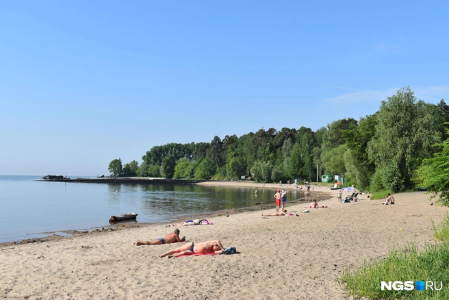 На пляже в парке «У моря Обского» уже довольно активно купаются | Источник: Рихарда Лем / NGS.RU
