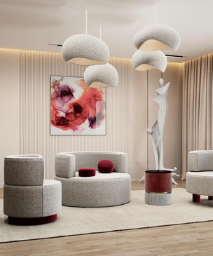 Мегаполис из мягкой мебели: арт-проекция большого города в интерьере гостиной