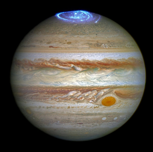 Юпитер с полярным сиянием | Источник: NASA, ESA, and J. Nichols (University of Leicester)