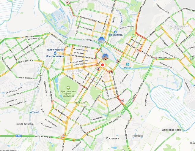 Обстановка в Туле сейчас | Источник: yandex.ru/maps