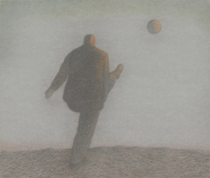 Гариф Басыров. «Спорт V». Из серии «Обитаемые пейзажи», 1991. Тонированный картон, цветной карандаш. Собрание семьи художника. | Источник: МАММ