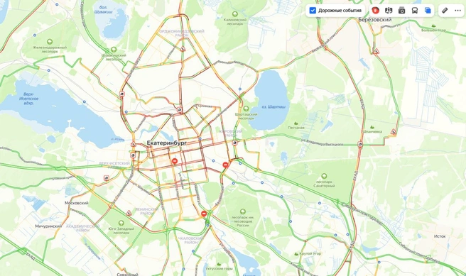 Интересно, достигнут ли пробки десяти баллов? | Источник: yandex.ru/maps