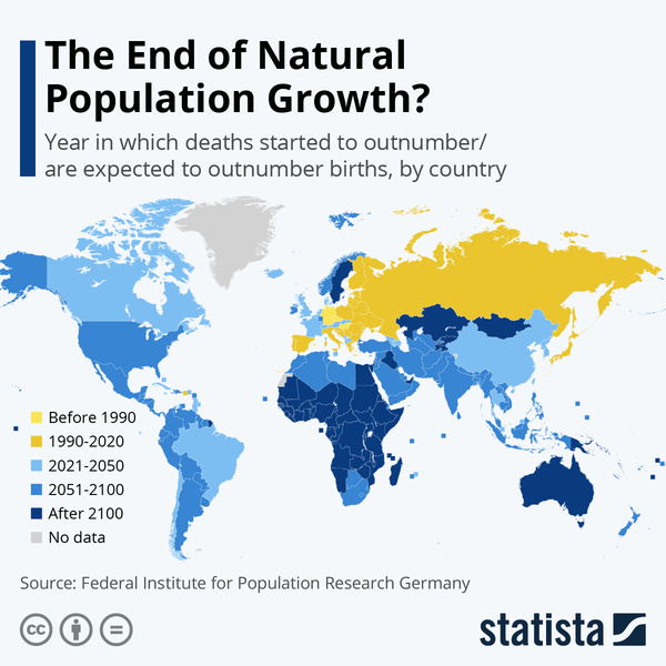 Картография: когда закончится прирост населения в разных странах