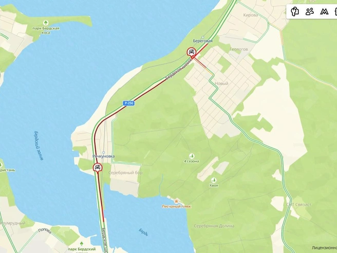 Водители сообщают о сложностях с движением на этом отрезке дороги. | Источник: 2ГИС