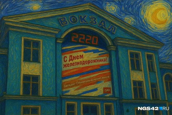 Когда художники уезжали бы из Кемерова, таким в их глазах мог быть железнодорожный вокзал  | Источник: Серафима Пантыкина / Городские медиа 