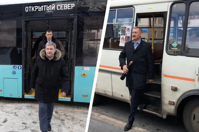 Главы городов ездили на разных марках автобусов. Впечатления тоже остались разные | Источник: Администрация Архангельска