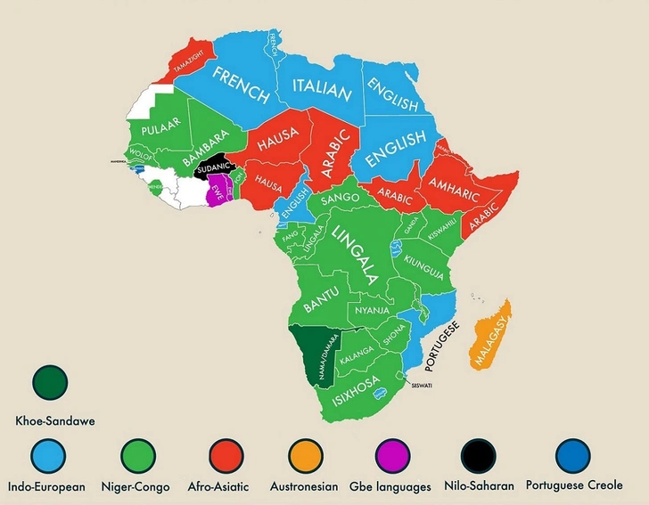 Карта: вторые самые распространенные языки мира