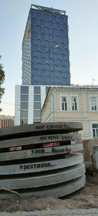 Улей — отсылка к стоящему рядом ЖК «Соты» | Источник: unrealskaska / Telegram