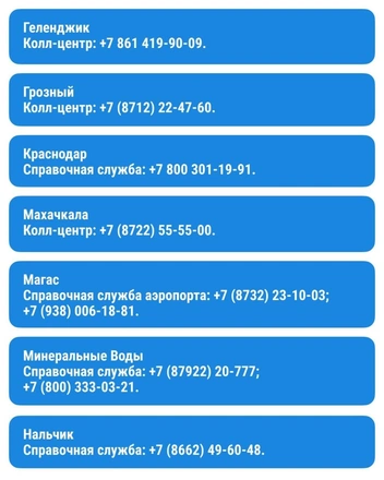 Телефоны аэропортов юга России | Источник: 161.RU