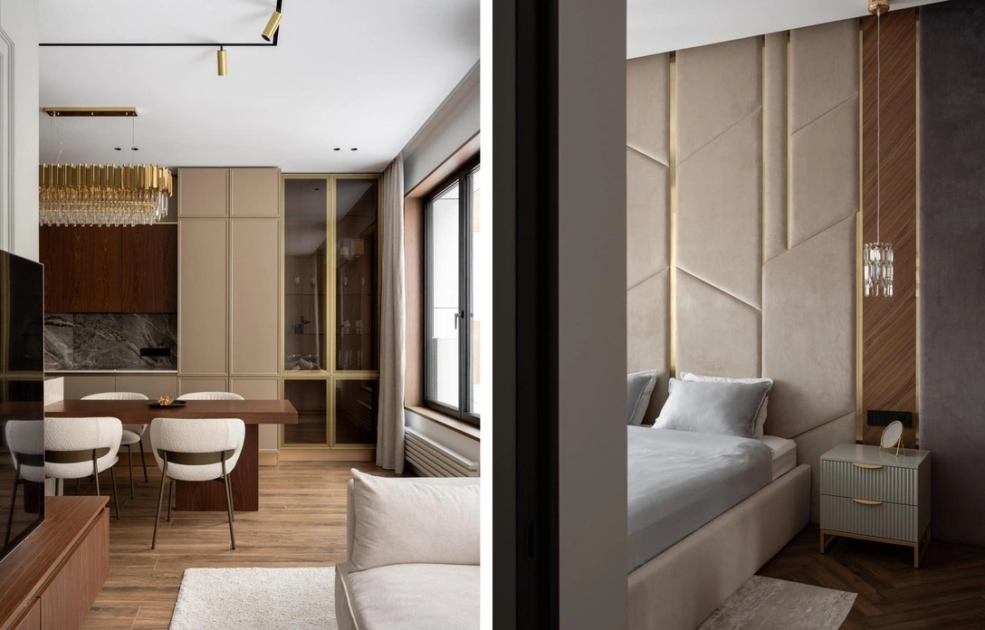 Молдинги и золото: посмотрите на квартиру 74,5 м² в Санкт-Петербурге для молодой семьи | Источник: Александра Дуброва