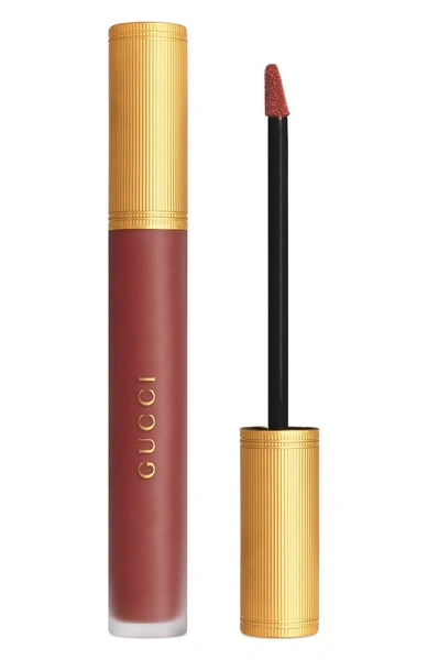 Жидкая губная помада rouge à lèvres liquide mat, оттенок 203 mildred rosewood GUCCI для женщин