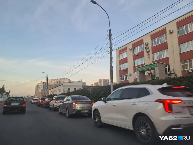 Такая очередь была вчера на АЗС «Роснефть», расположенной на ул. Есенина | Источник: Светлана Коновалова / YA62.RU