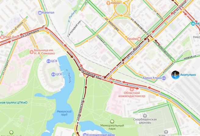 Такая пробка днем 16 февраля | Источник: yandex.ru/maps