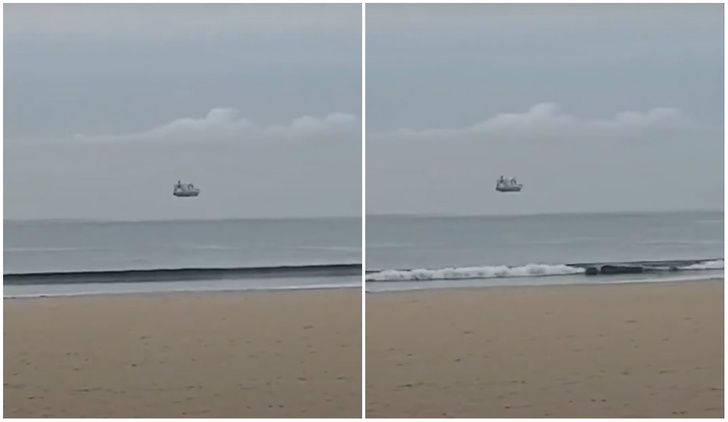 Оптическая иллюзия с танкером, парящим в воздухе (видео)