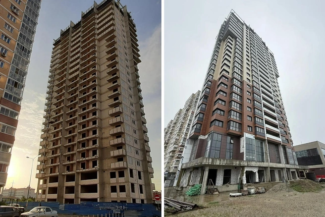 ЖК «Луч». 1 фото&nbsp;— июль 2019 года, 2 фото&nbsp;— октябрь 2026-го | Источник: наш.&nbsp;дом.рф