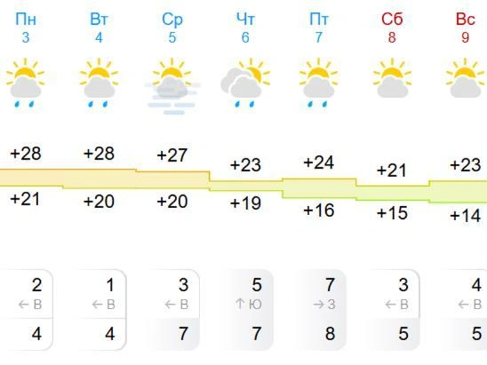 К концу недели ночью похолодает до +14…+16 градусов | Источник: Gismeteo.ru