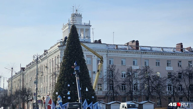 Большая ёлка простояла на площади с декабря | Источник: Дарья Никитченко 