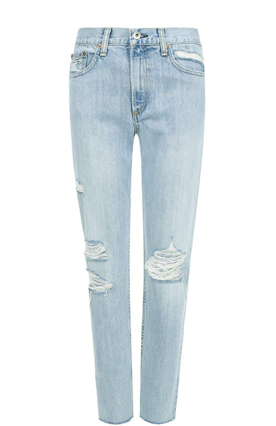 Женские голубые джинсы прямого кроя с потертостями RAG&BONE