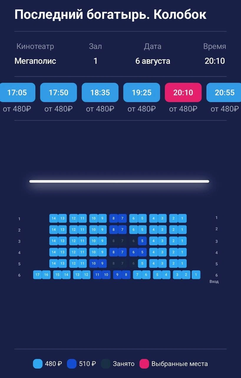 Даже на вечерние сеансы желающих оказалось немного | Источник: mega.comfortkino.ru