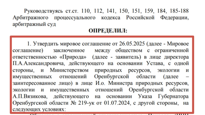 Мировые итоги | Источник: Арбитражный суд Оренбургской области