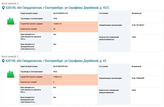После деления дома на две части одна из них стала считаться десятиэтажной | Источник: ГИС ЖКХ