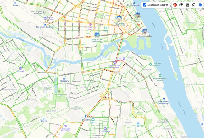 В городе образовываются заторы | Источник: Яндекс.Карты