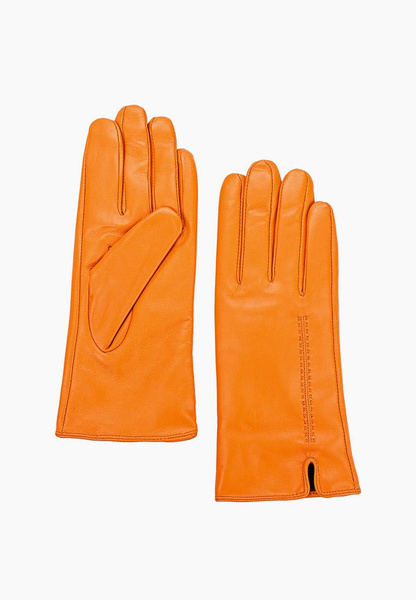 Оранжевые перчатки из натуральной кожи