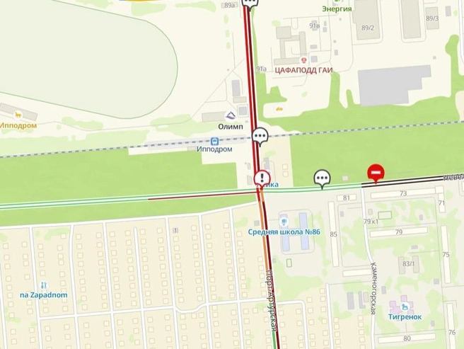 В районе аварии формируется пробка. | Источник: 2ГИС